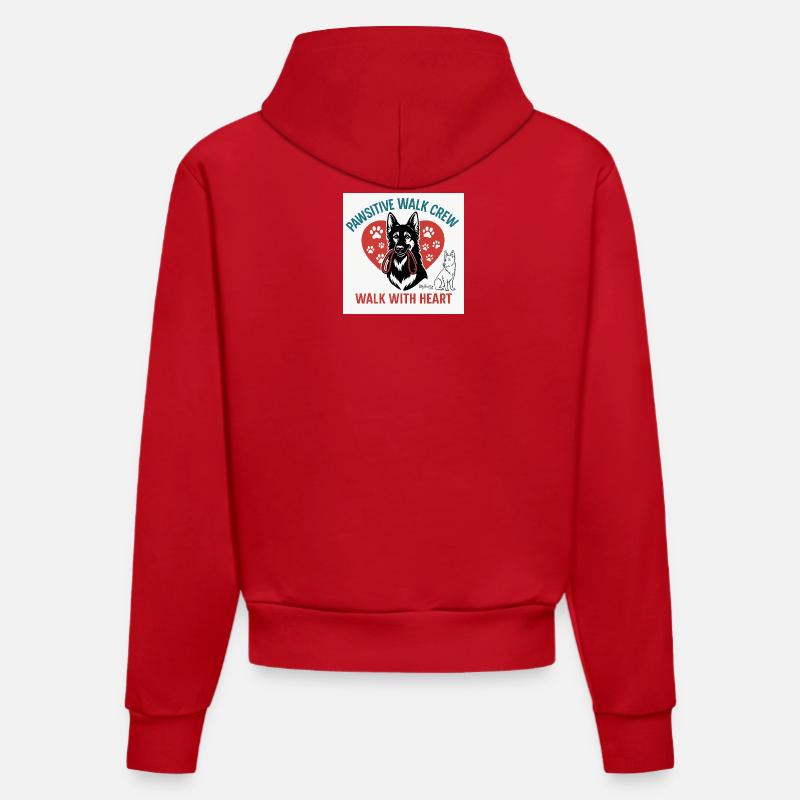 Pawsitive Walk Crew Coeur Pattes - Sweat à capuche bio ajusté fabriqué en UE - rouge