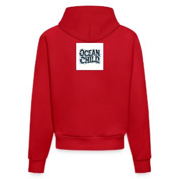 Ocean Child Wellenkunst - Organic Fitted Hoodie Made in EU - Rot - Hinten