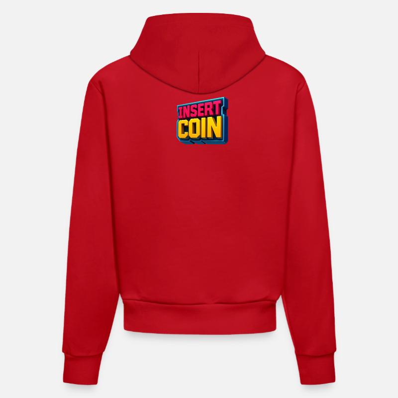 Conception de jeu rétro néon - Sweat à capuche bio ajusté fabriqué en UE - rouge
