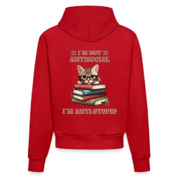 Schlaue Baby Katze - Organic Fitted Hoodie Made in EU - Rot - Hinten