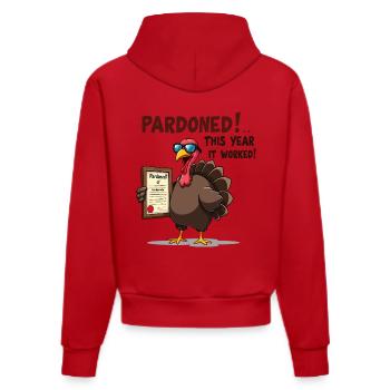 Pardoned Turkey - Organic Fitted Hoodie Made in EU - Rot - Hinten