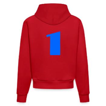1. 1 YEAR. 1ST ANNIVERSARY. BIRTHDAY 1 YEAR. ONE - Organic Fitted Hoodie Made in EU - red - Back