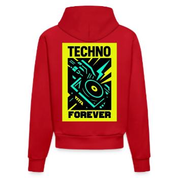 Techno Forever - Organic Fitted Hoodie Made in EU - Rot - Hinten