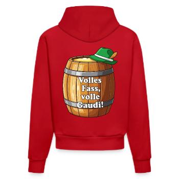Volles Fass, volle Gaudi ! - Organic Fitted Hoodie Made in EU - Rot - Hinten