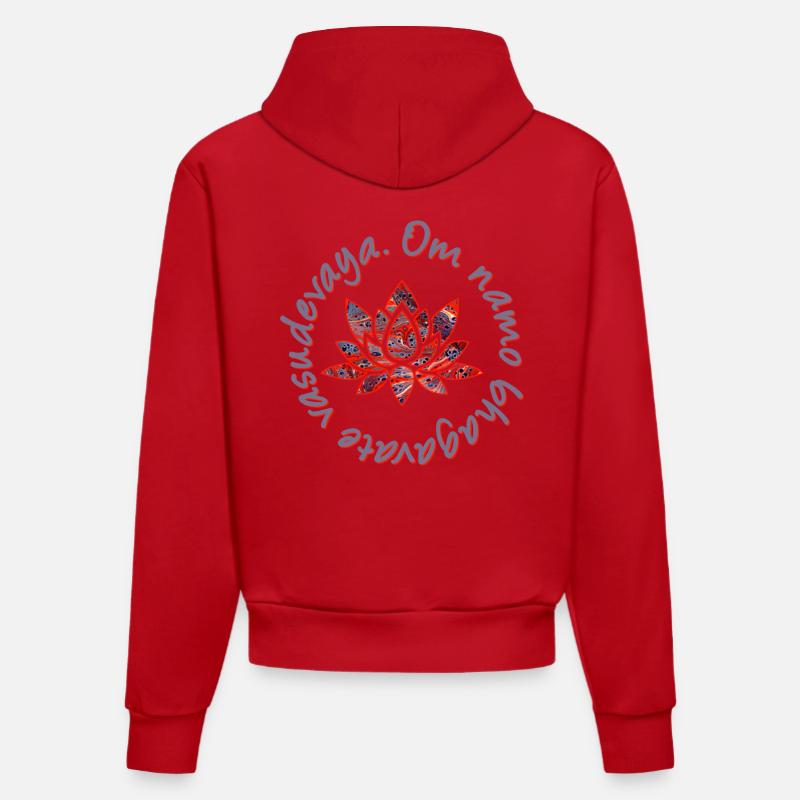om namo bhagavate e 261 - Sweat à capuche bio ajusté fabriqué en UE - rouge
