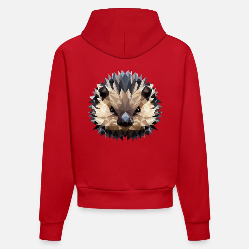 Polygon Hedgehog Design - Sweat à capuche bio ajusté fabriqué en UE - rouge