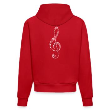 Notenschlüssel Musik Symbol Note Zeichen - Organic Fitted Hoodie Made in EU - Rot - Hinten