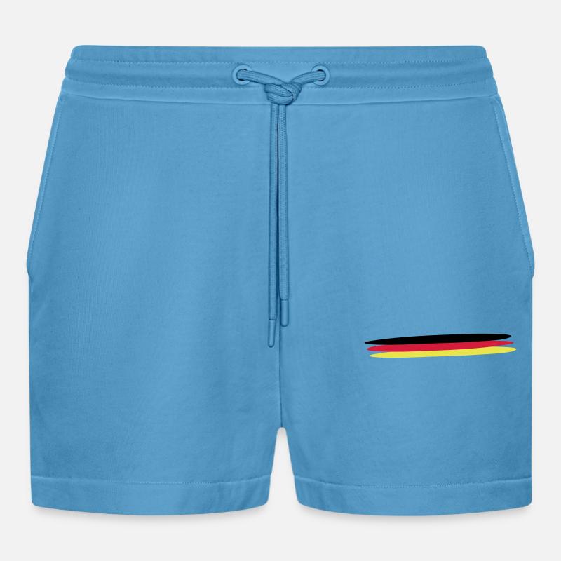 Germany Flag - Organic Relaxed Cropped Shorts Made in EU -  Sol Blue