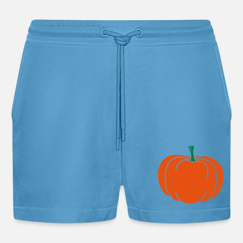 Giant Pumpkin Comic Halloween - Organic Relaxed Cropped Shorts Made in EU -  Sol Blue
