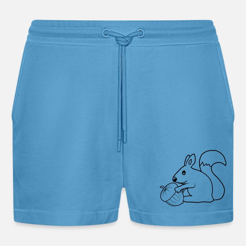 Fröhliches Eichhörnchen Eichel - Organic Relaxed Cropped Shorts Made in EU -  Sol Blue