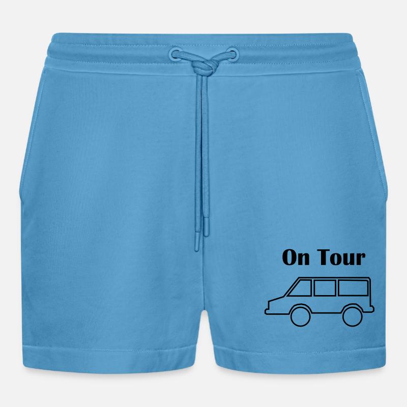On Tour mit Auto - Organic Relaxed Cropped Shorts Made in EU - Sol Blue