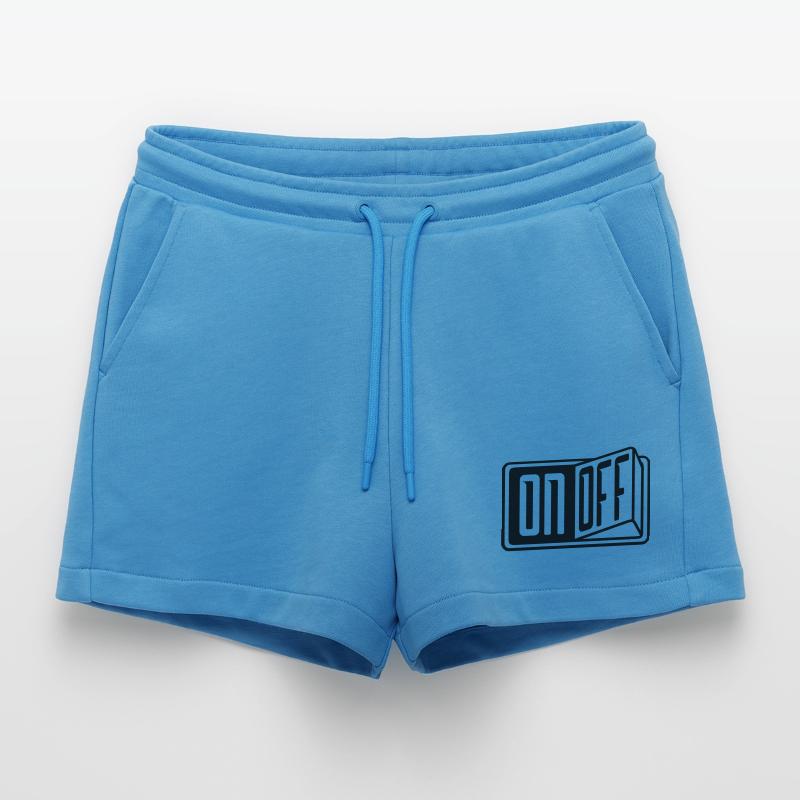 schalter on off taste button einschalten ausschalt Organic Relaxed Cropped Shorts Made in EU