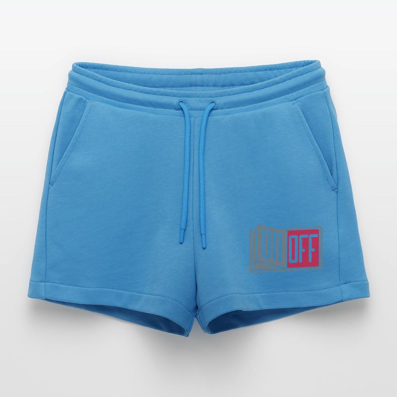 button off on switch button turn off Organic Relaxed Cropped Shorts Made in EU