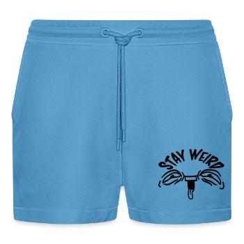 Face Stay Weird - Organic Relaxed Cropped Shorts Made in EU -  Sol Blue - Front