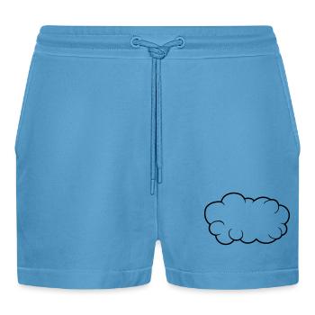 Speech Bubble Cloud Design - Organic Relaxed Cropped Shorts Made in EU -  Sol Blue - Front