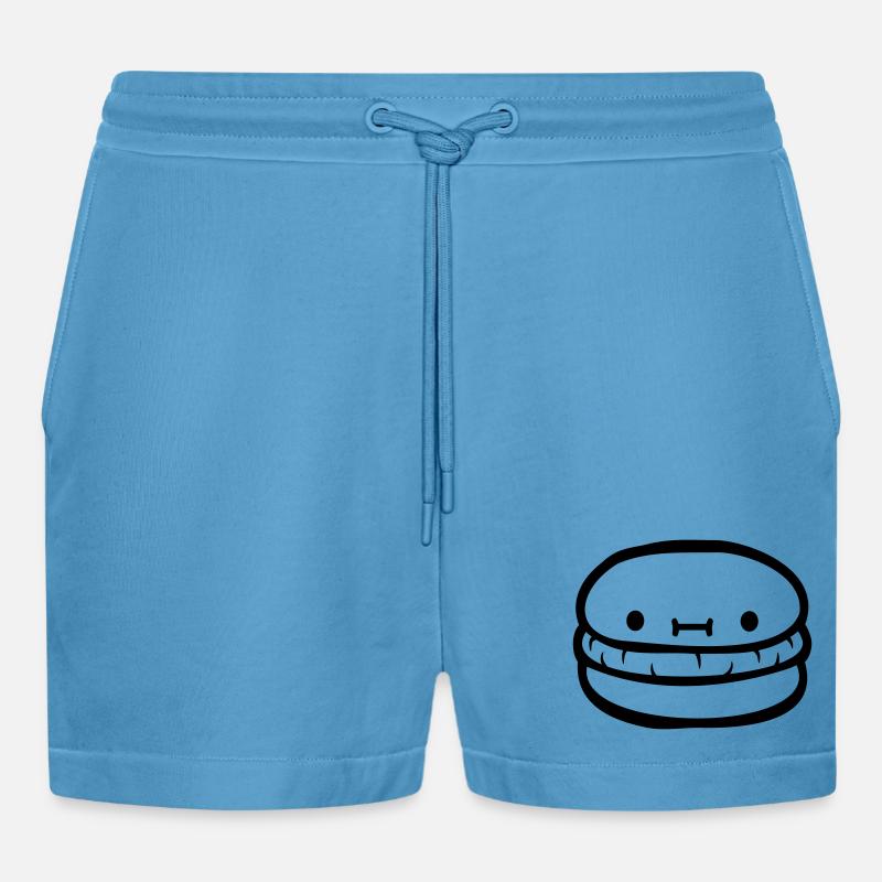 Burger cute face - Organic Relaxed Cropped Shorts Made in EU -  Sol Blue