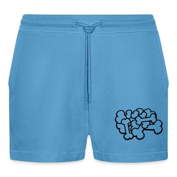 Cartoon großer Knochen Haufen - Organic Relaxed Cropped Shorts Made in EU -  Sol Blue - Vorne