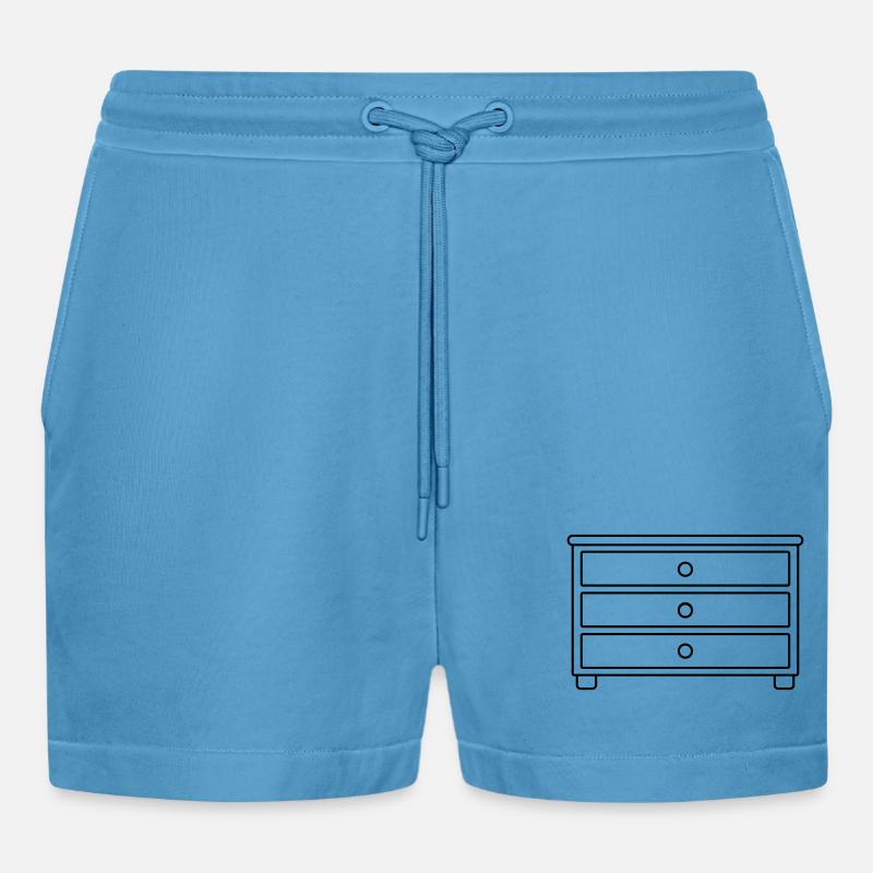 Möbelstück Schubladen Kommode Design - Organic Relaxed Cropped Shorts Made in EU -  Sol Blue
