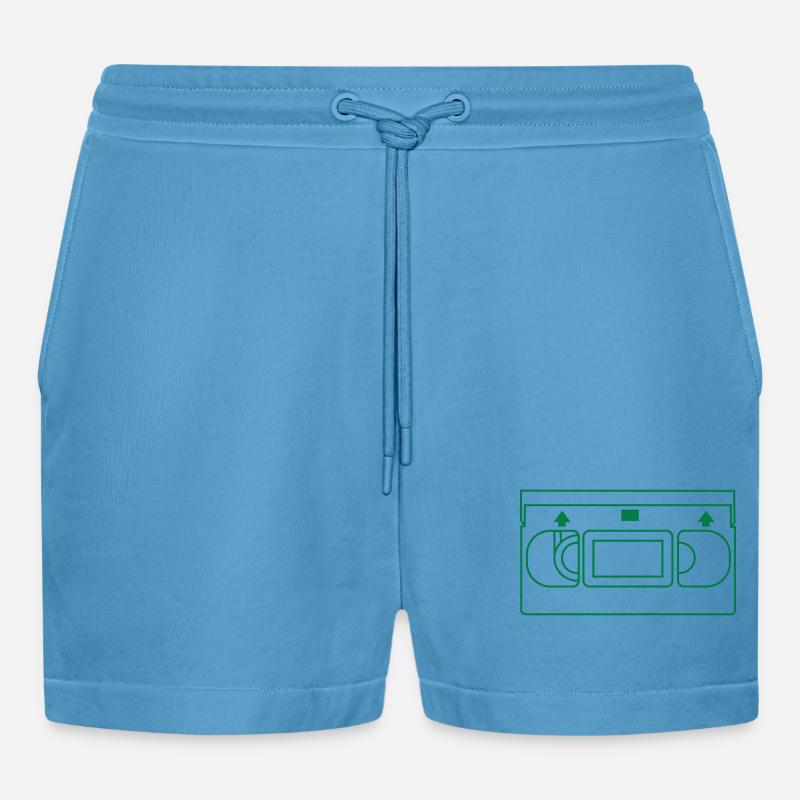 VHS-Band - Organic Relaxed Cropped Shorts Made in EU - Sol Blue