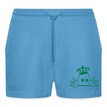 Süßer Metal Halloween Geist König Krone Gespenst - Organic Relaxed Cropped Shorts Made in EU -  Sol Blue - Vorne