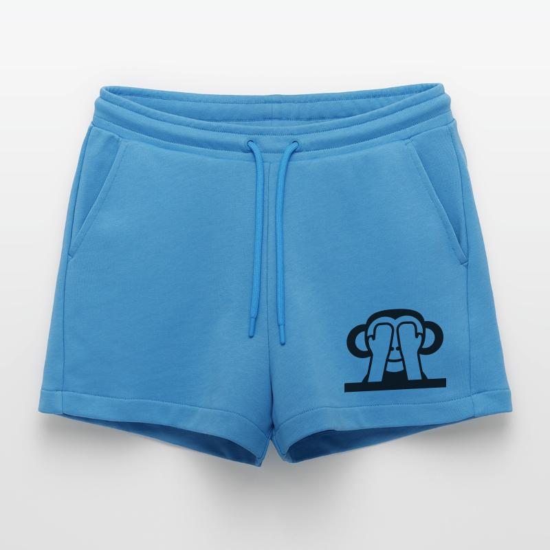 3 Wise Monkeys See Nothing Keeps Eyes Hidden Organic Relaxed Cropped Shorts Made in EU