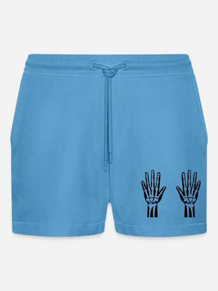 Skeleton Hands 01 - Organic Relaxed Cropped Shorts Made in EU -  Sol Blue