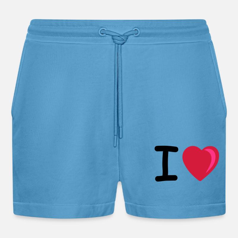 I heart - Organic Relaxed Cropped Shorts Made in EU -  Sol Blue