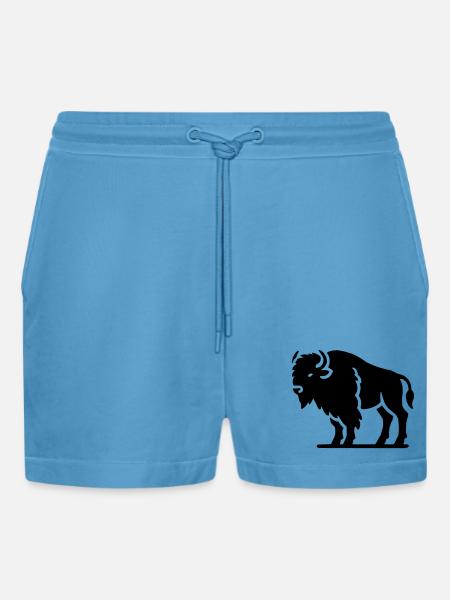 Bison Animal - Organic Relaxed Cropped Shorts Made in EU -  Sol Blue
