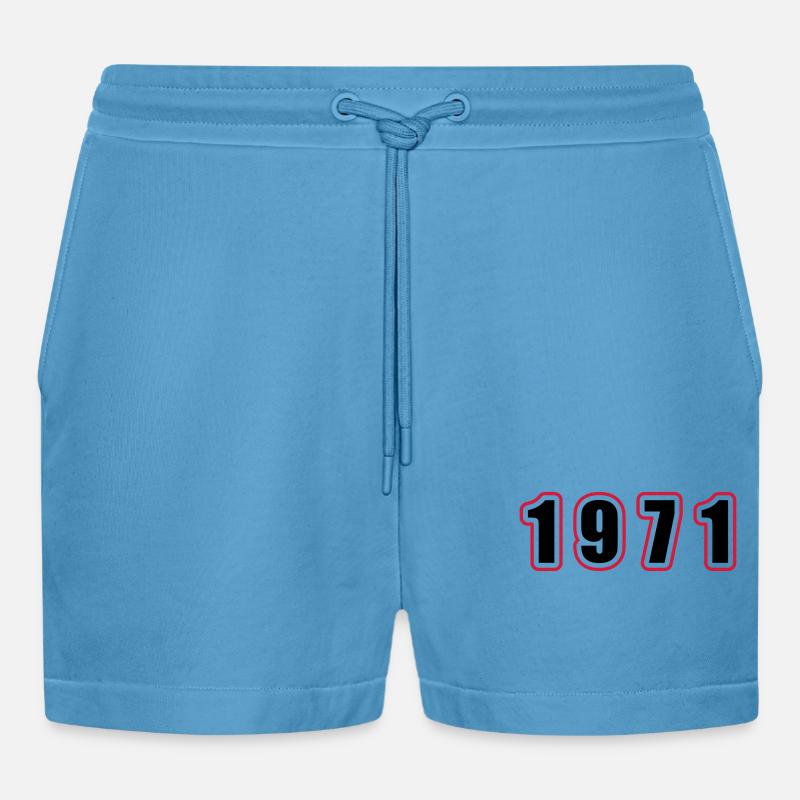 1971 Année Anniversaire - Short bio décontracté court fabriqué en UE -  Sol Blue