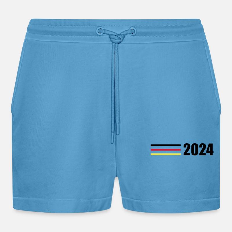 2024 Germany Flag - Organic Relaxed Cropped Shorts Made in EU - Sol Blue