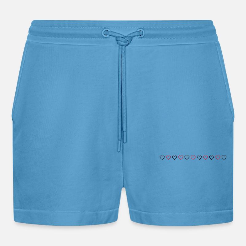 Heart Line Icon - Organic Relaxed Cropped Shorts Made in EU -  Sol Blue