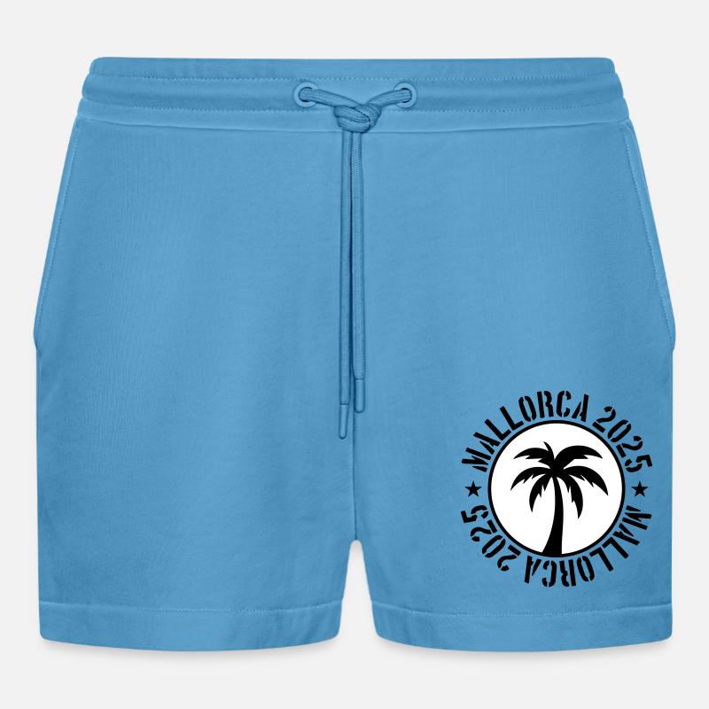 Mallorca 2025 Circle - Organic Relaxed Cropped Shorts Made in EU - Sol Blue