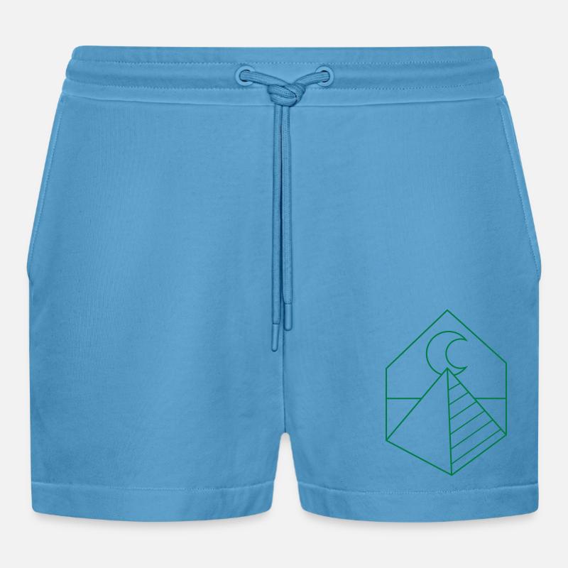 BOHO Pyramide auf dem Mond - Organic Relaxed Cropped Shorts Made in EU -  Sol Blue