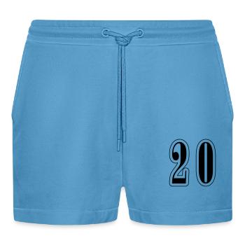 20 Zahl symbol - Organic Relaxed Cropped Shorts Made in EU -  Sol Blue - Vorne