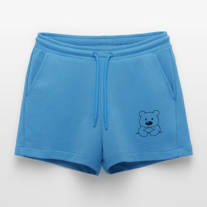 shield frame text write teddy grizzly baer ba Organic Relaxed Cropped Shorts Made in EU