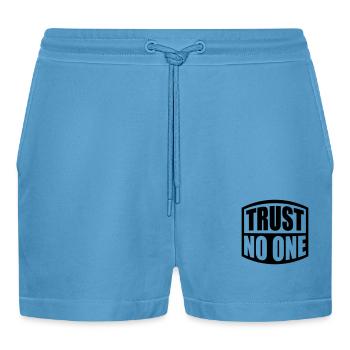 trust no one quote - Organic Relaxed Cropped Shorts Made in EU -  Sol Blue - Front