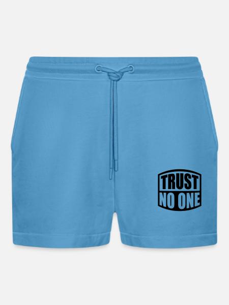 trust no one quote - Organic Relaxed Cropped Shorts Made in EU - Sol Blue