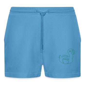 pool circle flamingo - Organic Relaxed Cropped Shorts Made in EU -  Sol Blue - Front