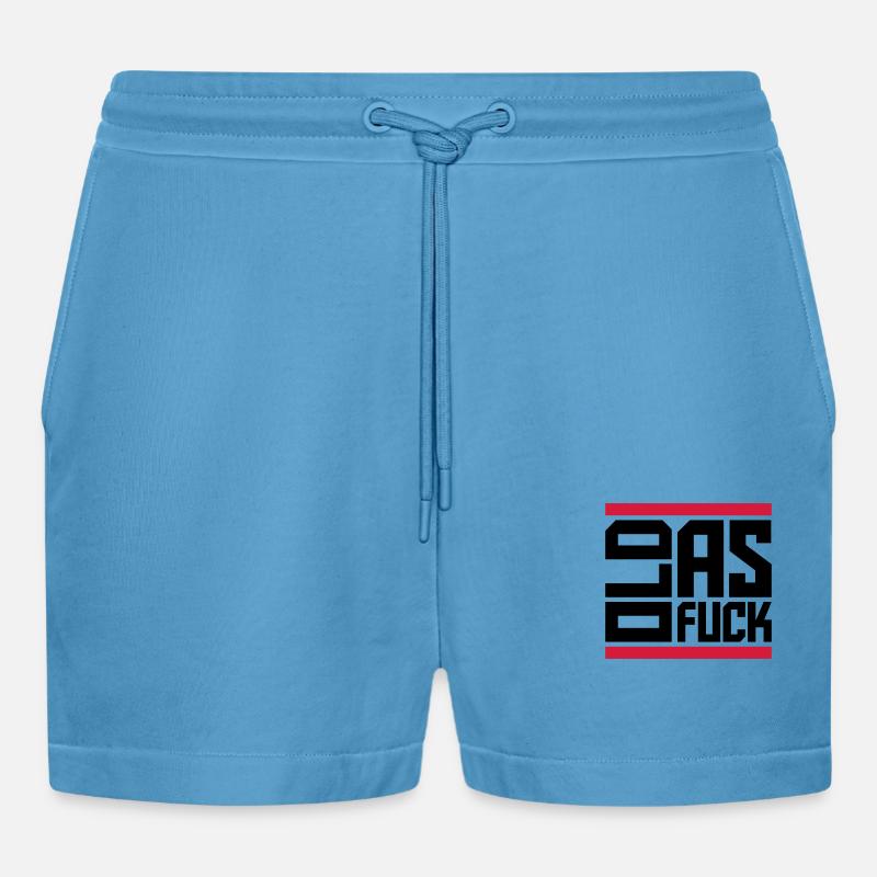 old AF Text Logo - Organic Relaxed Cropped Shorts Made in EU -  Sol Blue