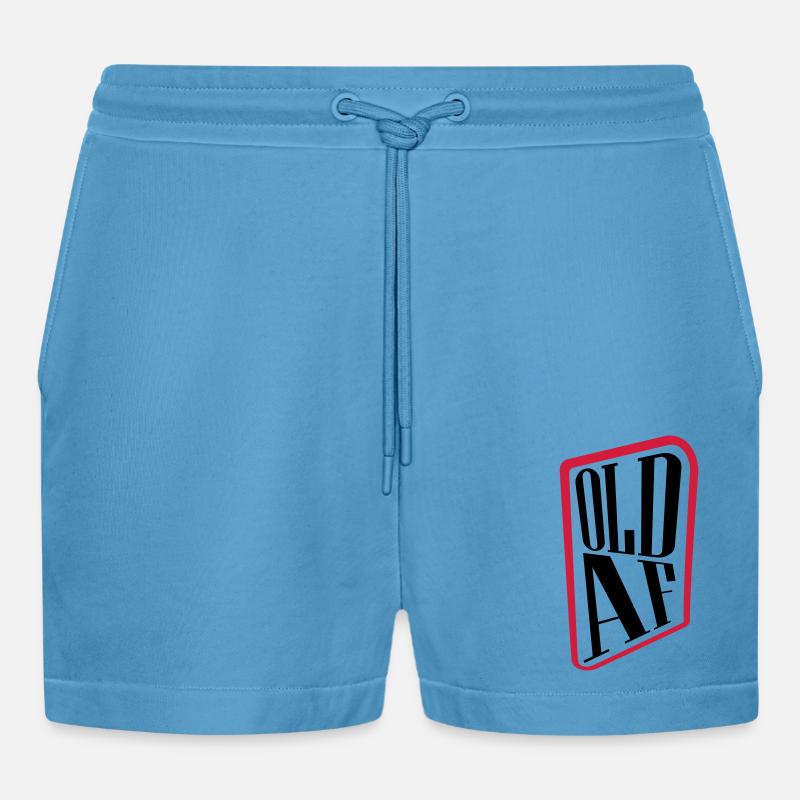 old AF Text Logo - Organic Relaxed Cropped Shorts Made in EU -  Sol Blue