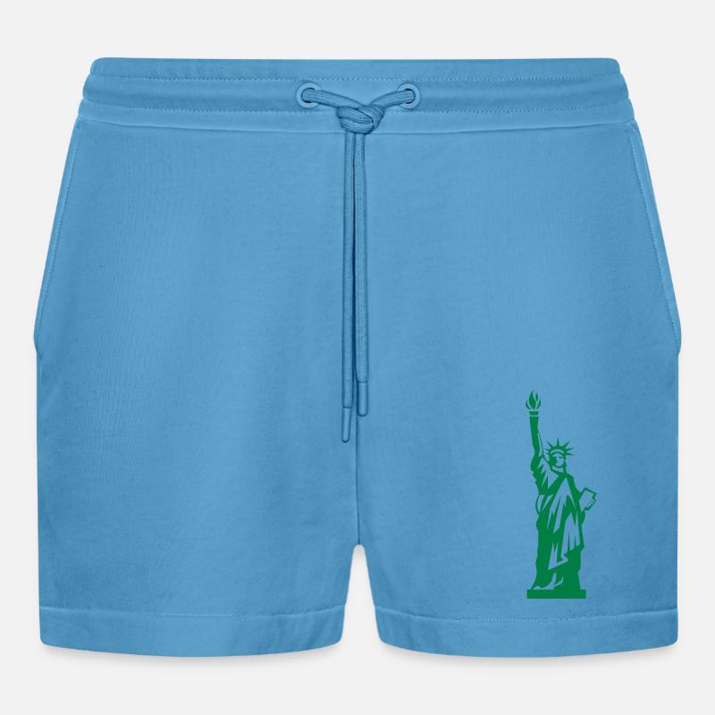 freiheitsstatue - Organic Relaxed Cropped Shorts Made in EU -  Sol Blue