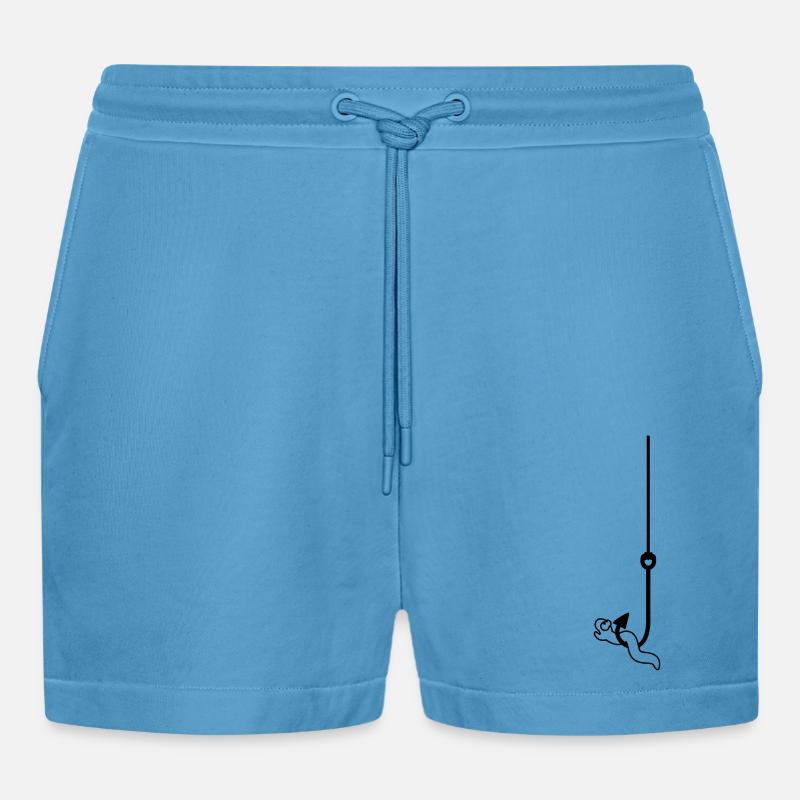 Worm On The Hook - Organic Relaxed Cropped Shorts Made in EU -  Sol Blue