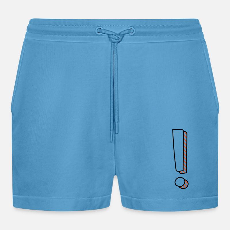 Exclamation mark two-tone with shadow - Organic Relaxed Cropped Shorts Made in EU -  Sol Blue