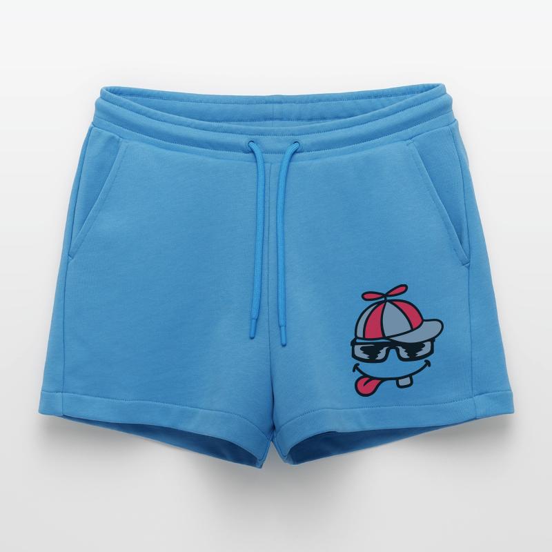 Comic Face Propeller Cap Wind Turbine Organic Relaxed Cropped Shorts Made in EU