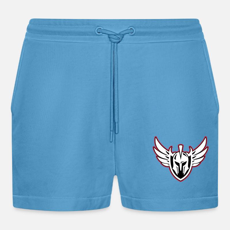 Spartaner Krieger Helm - Organic Relaxed Cropped Shorts Made in EU - Sol Blue