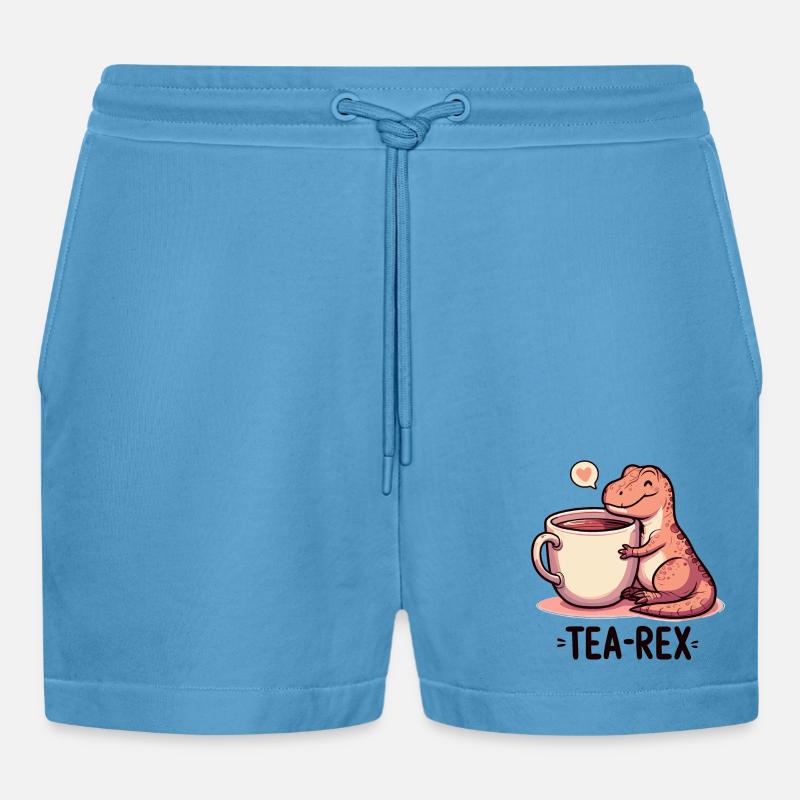 Tee Rex Tee-Rex Teetrinker Geschenk - Organic Relaxed Cropped Shorts Made in EU -  Sol Blue
