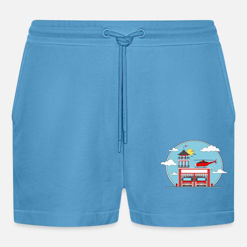 Caserma dei pompieri senza scritte - Pantaloncini corti ecologici casual Made in UE - Sol Blue