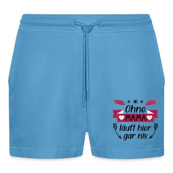 Ohne Mama läuft hier gar nix - Organic Relaxed Cropped Shorts Made in EU -  Sol Blue - Vorne