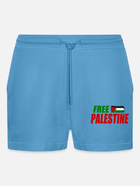 Free palestine - Organic Relaxed Cropped Shorts Made in EU -  Sol Blue