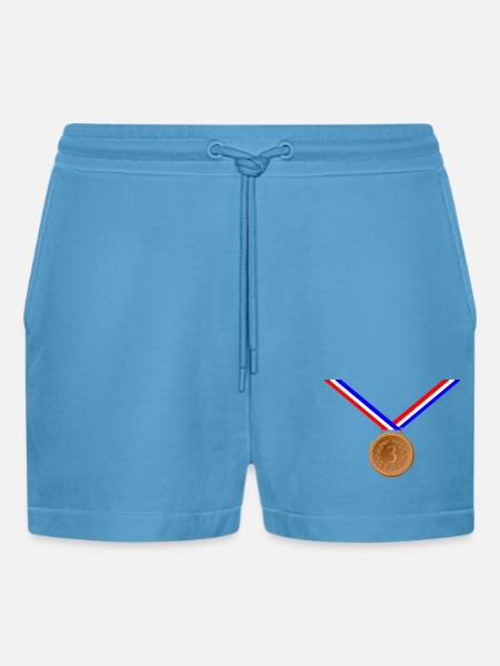 Bronze Medal 3rd - Organic Relaxed Cropped Shorts Made in EU -  Sol Blue
